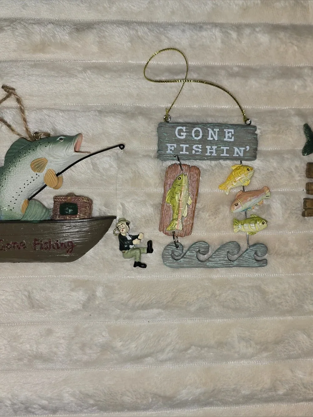 set of 3  Fishing Christmas Ornaments